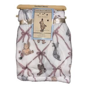 Winnie the Pooh Bear Collection Baby Blanket Pink Bow Piglet Eeyore Owl NEW